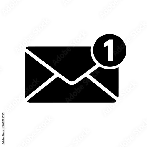 Notification email icon with one unread message