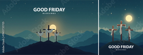Elegant Good friday with cross background, Good friday holy week background for banner and social meida template
