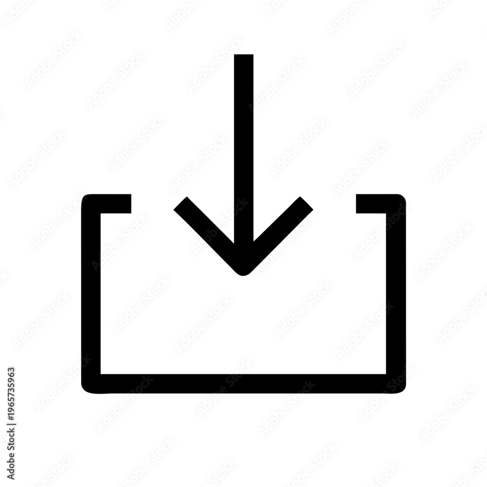 Fototapeta premium A minimalist vector graphic icon of a download symbol in black