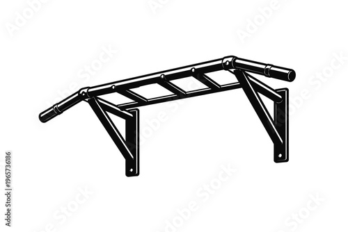 Black metal parallel bars for gymnastics and fitness exercises on white background