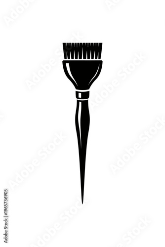 Black silhouette of a hair dye brush on a white background for coloring or painting