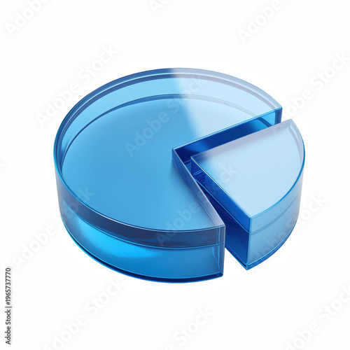 Blue pie chart icon isolated on transparent background
