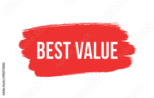 Best value marketing logo with red brush stroke and white text