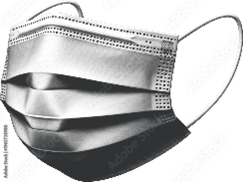 Medical surgical face mask halftone design concept with dots texture for healthcare safety and protection illustration.