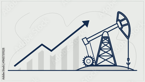 Industrial Growth Oil Pump Graph Flat Vector