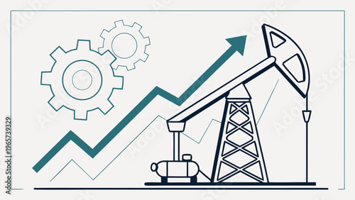 Industrial Growth Oil Pump Graph Flat Vector
