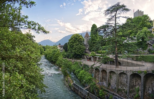 River Passer with Zenoburg, Merano, Trentino-Alto Adige, Italy