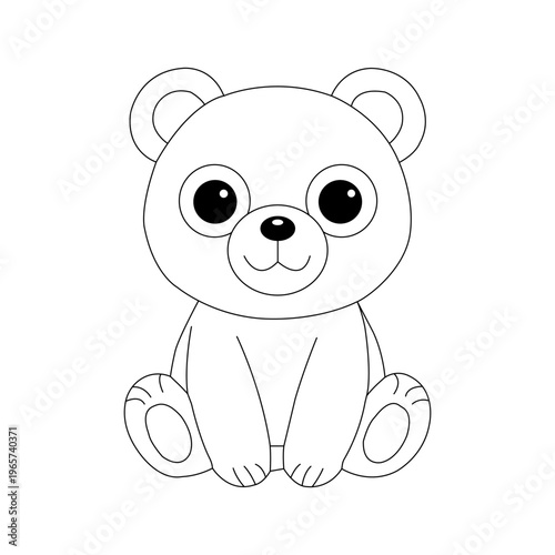 A cute cartoon beer coloring page for kids, featuring a simple line art style. This animal illustration features clean lines, perfect for children's coloring pages, educational activities.