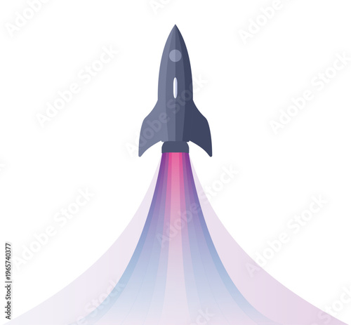 Bild auf Leinwand Gradient Rocket Launch Illustration for Startup Concept