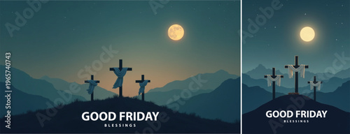 Elegant Good friday with cross background, Good friday holy week background for banner and social meida template