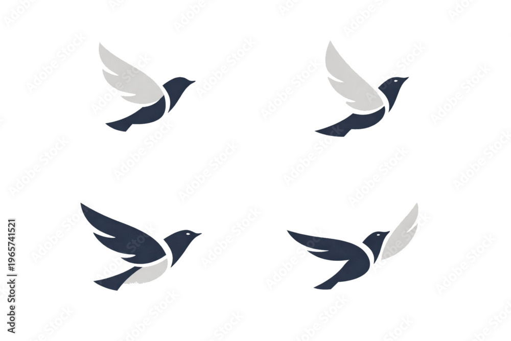 Fototapeta premium Negative Space Bird Icons – Conceptual Flight Silhouettes