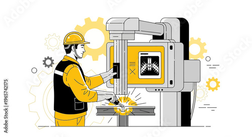 Industrial Welder Using Advanced X-Ray Inspection Machine for Quality Control