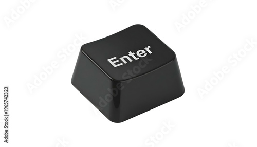 Close-up of a glossy black computer key with the word 