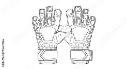 Outline Drawing of Goalkeeper Gloves soccer football