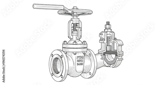 A vintage steam locomotive engine features a 3d metal pipe and steel valve where a water drop falls from a plumbing faucet icon
