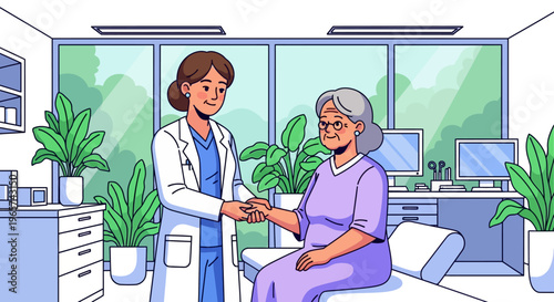 Compassionate Physician Comforting Senior Patient