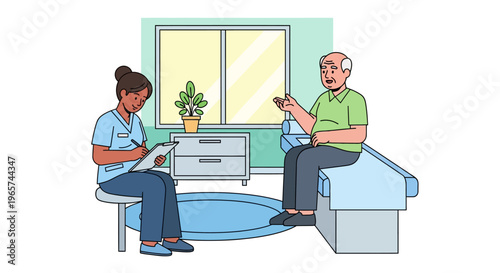 Doctor Consulting With Senior Patient in Clinic