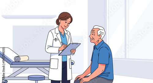 Doctor Consulting With Senior Patient in Clinic