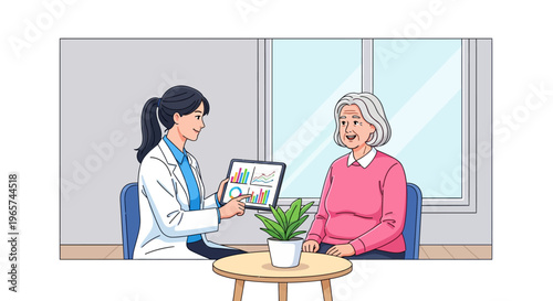 Doctor Discussing Health Charts With Senior Patient