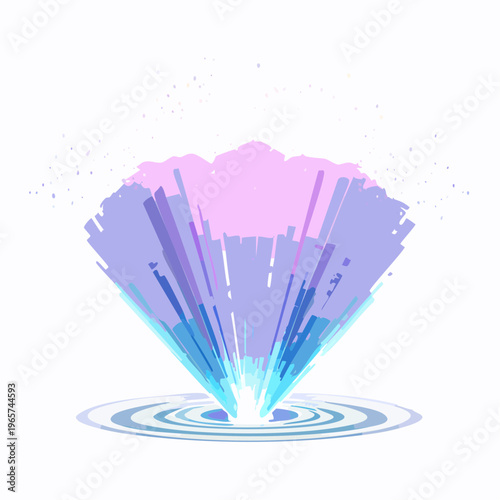 Abstract radial burst of light emanating from a central point with circular ripples