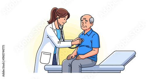 Doctor Examining Senior Patient in Clinic
