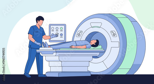 Medical Professional Operating MRI Scanner for Patient Scan in Modern Clinic