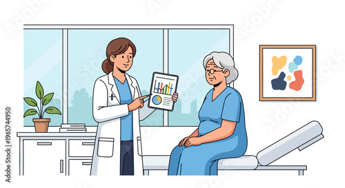 Doctor Explaining Medical Charts to Senior Patient