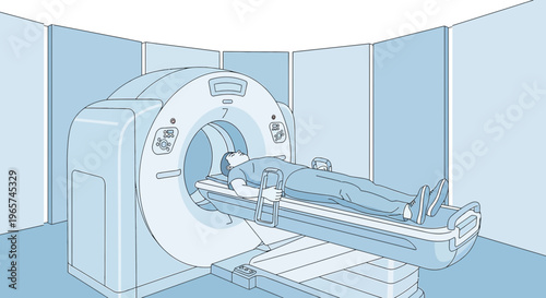 Medical CT Scan Machine with Patient Lying Down for Diagnostic Imaging