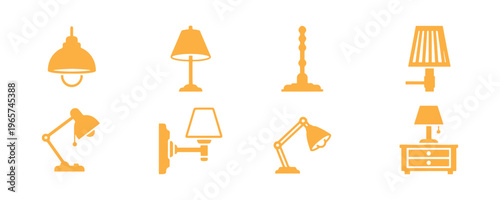 Assorted lamp shapes displayed in a clean solid icon collection.