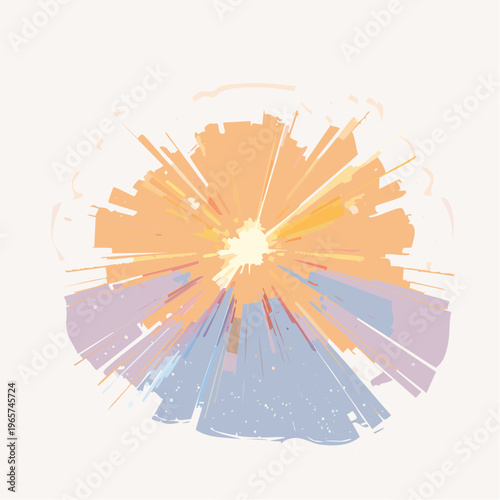 Dynamic abstract color burst with fragmented light rays creating a vibrant visual impact and energetic composition