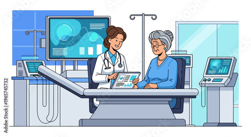 Doctor Reviewing Health Charts With Elderly Patient