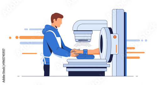 Medical Professional Adjusts Patient's Arm for Advanced Imaging Scan