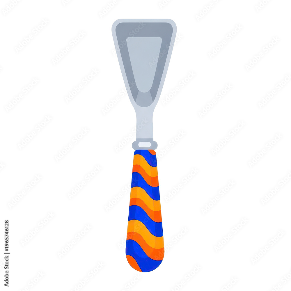 Naklejka premium Colorful paint scraper tool with striped grip