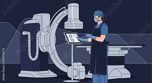 Medical Professional Operating Advanced Imaging Equipment in Operating Room