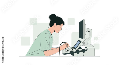 Medical Professional Operating Advanced Ultrasound Machine for Diagnostic Imaging