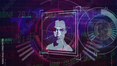 Animation of scope scanning and data processing on blue background