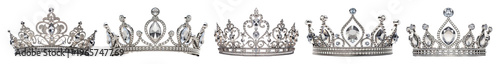 PNG Elegant silver tiaras collection on transparent background