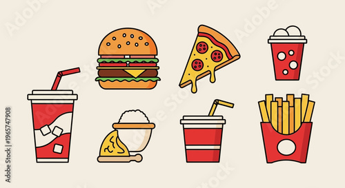 Fast Food Items on Table Setting.