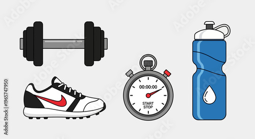Fitness equipment and sport items.