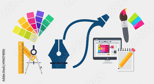 Graphic Design Tools and Software Icons.