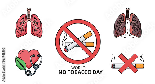 No Tobacco Day Health Awareness Symbols.