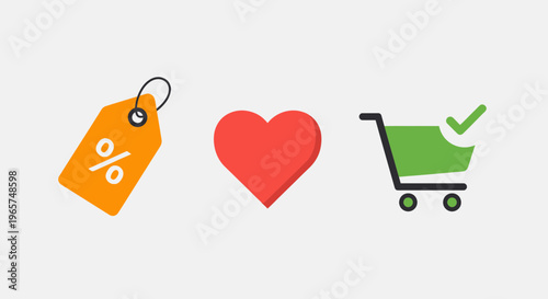 Shopping cart with discount tag.