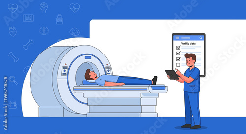 Medical Professional Overseeing MRI Scan of Patient in Modern Diagnostic Room