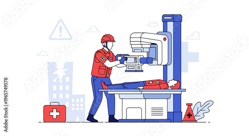 Medical Professional Performing CT Scan on Patient in Emergency Scene