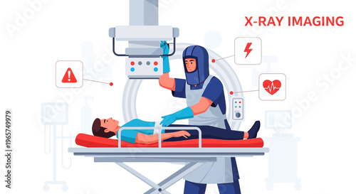 Medical Professional Performing X-Ray Imaging on Patient in Hospital Room