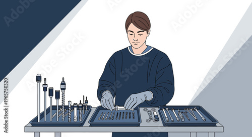 Medical Professional Preparing Surgical Instruments for Operation