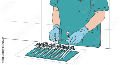 Medical Professional Preparing Surgical Instruments for Sterilization in a Clean Room