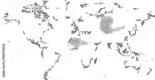 Monochrome world map highlights regions in grayscale against a white background, suggesting geographical data tracking.