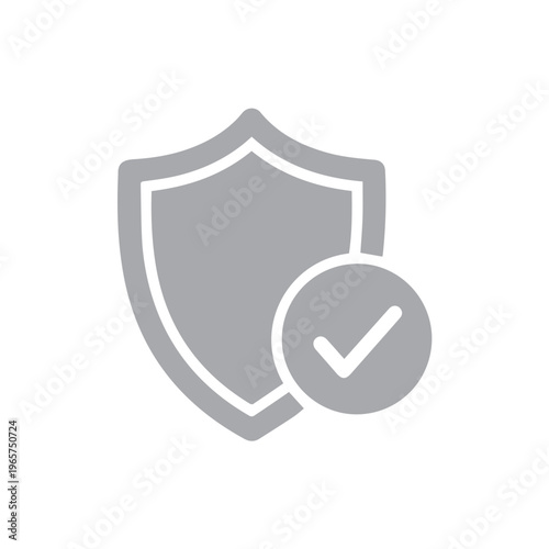 Gray shield icon with a check mark overlay signifies confirmed digital security protection status.