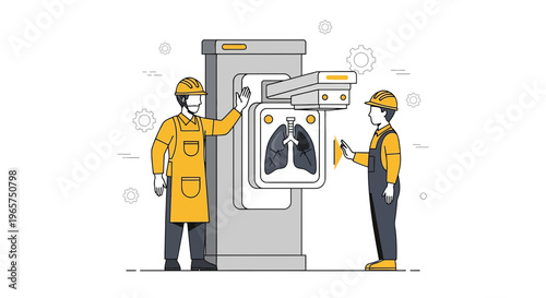 Medical Professionals Operating Advanced Lung Scanner Technology for Diagnosis